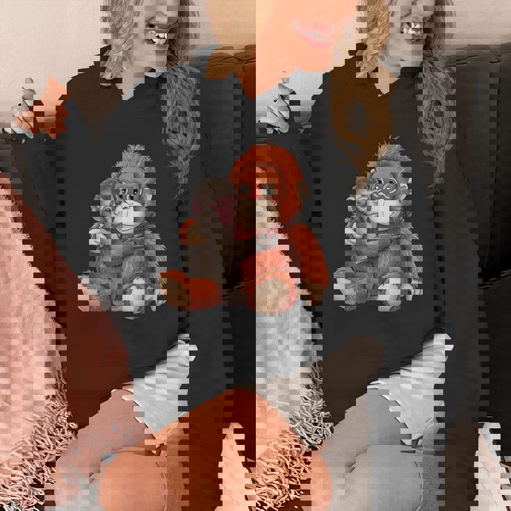 赤ちゃん用 マカク 抱きしめる ぬいぐるみ かわいい オランウータン モンキー パンチ ギフト 長袖tシャツ パーカー