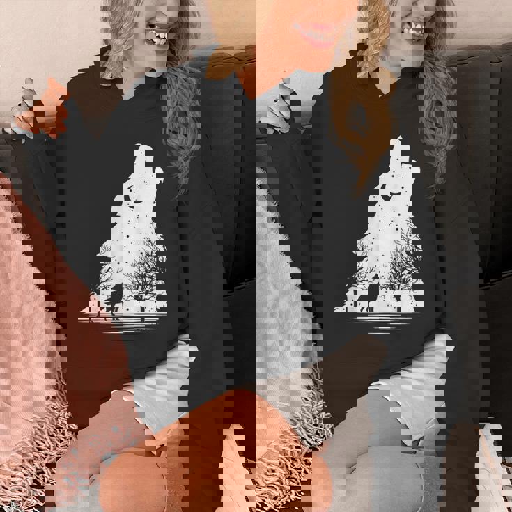 遠吠えするオオカミ 星空 オオカミモチーフ 男女兼用 パーカー