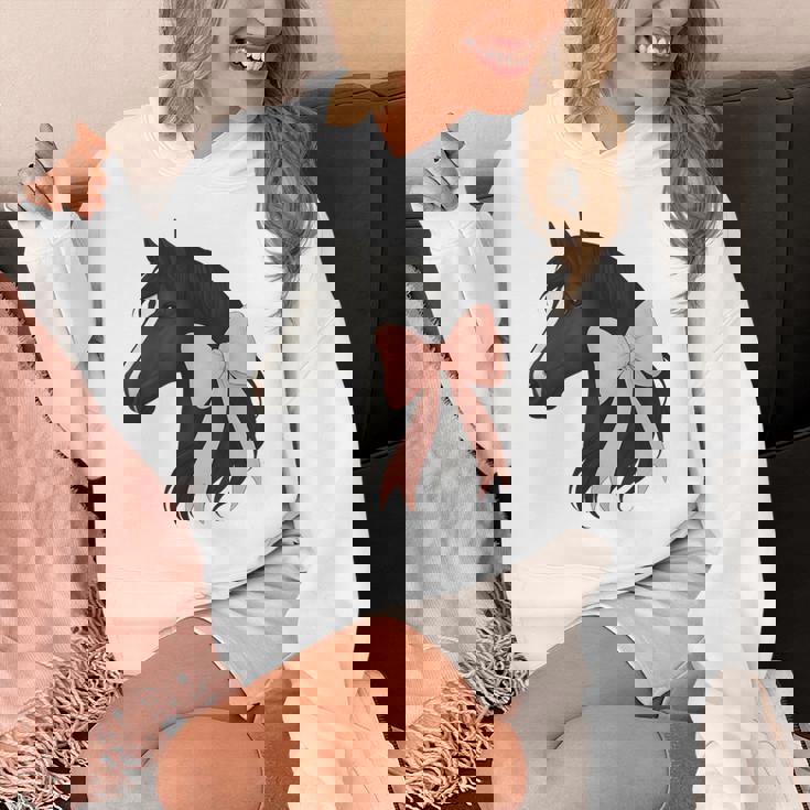 Cute Horse Pink Coquette Bow Horse Lover Unisex Hoodie