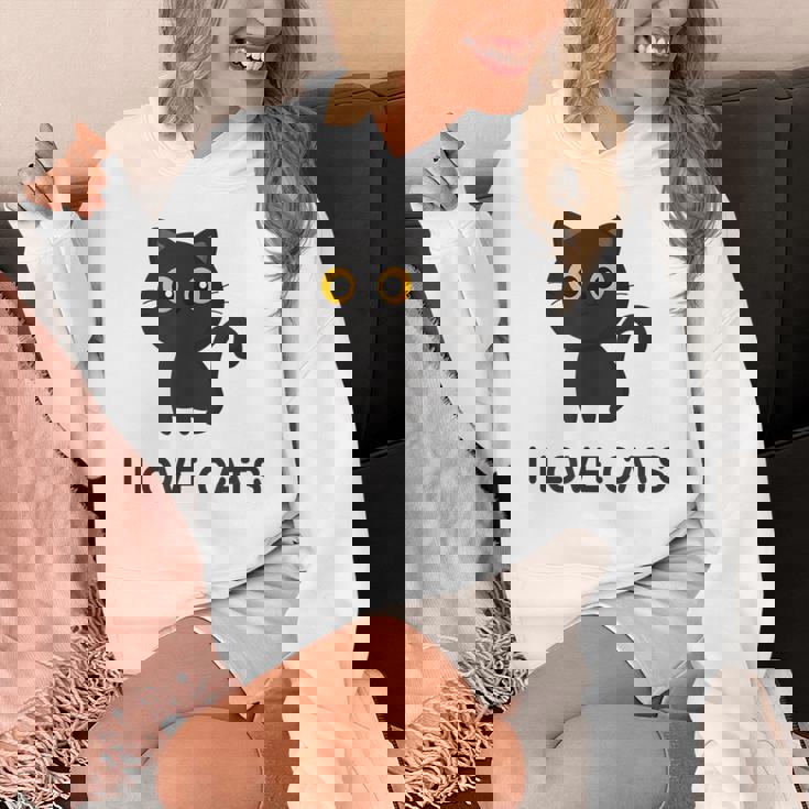 I Love Cats シャツ キュート 黒猫好き キッズ 子猫 パーカー