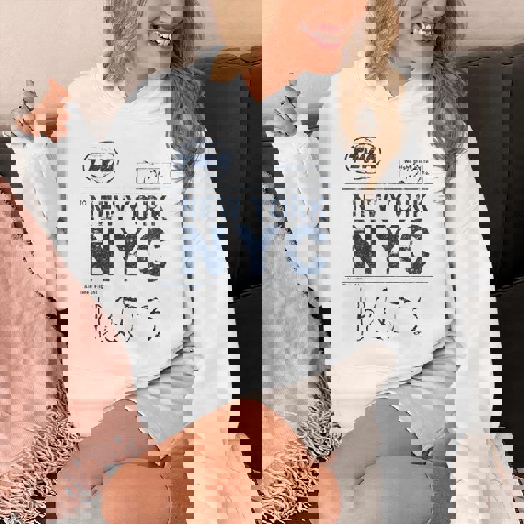 Nyc New York ヴィンテージ 航空会社タグ エアライナー フライングトラベル 長袖tシャツ パーカー