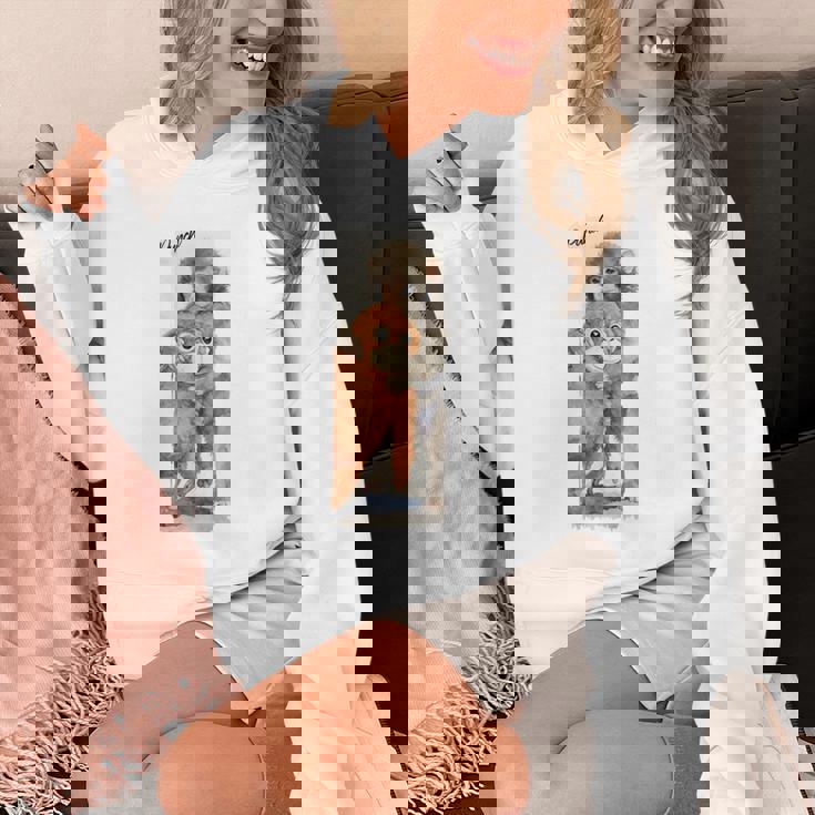 Punch – かわいい赤ちゃん猿とオランウータンのぬいぐるみ 水彩 長袖tシャツ パーカー