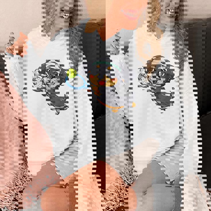 かわいい犬のテニス漫画アート パーカー