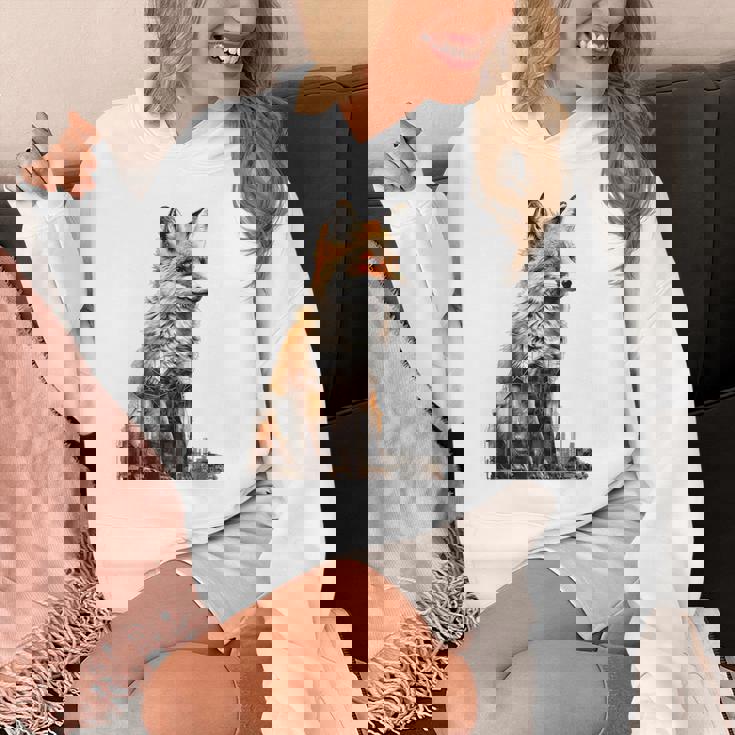 キツネ アニマル柄 モチーフ 抽象 イラスト 描画 狐 パーカー