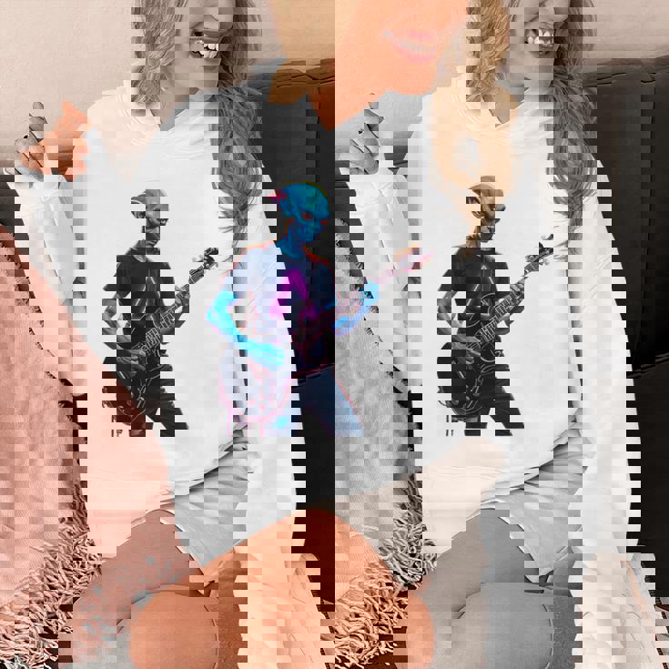 バックプリント ギタリスト エイリアン グラフィック ギター エイリアン ギタリスト パーカー