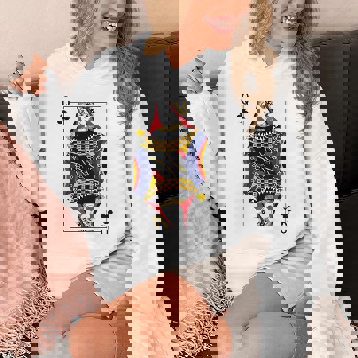 クイーンクラブ ポーカーカード トランプ ブラックジャックカード 長袖tシャツ パーカー