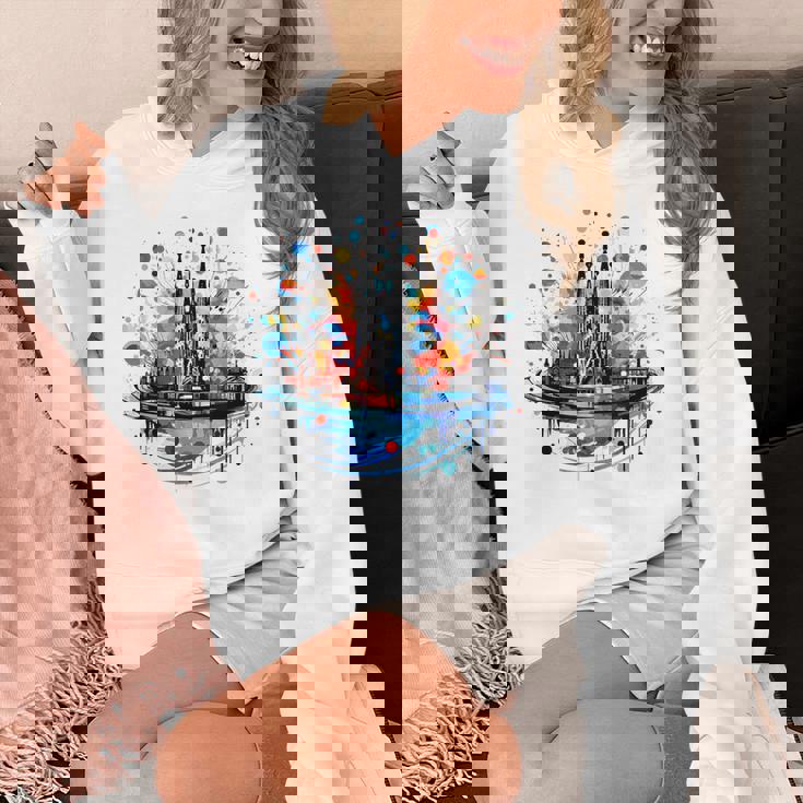 バルセロナのサグラダ ファミリアの美しいイラスト パーカー