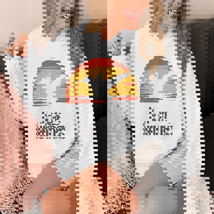 レトロ ヴィンテージ サンセット 2024 I Love Hummers コリブリ ハチドリ パーカー