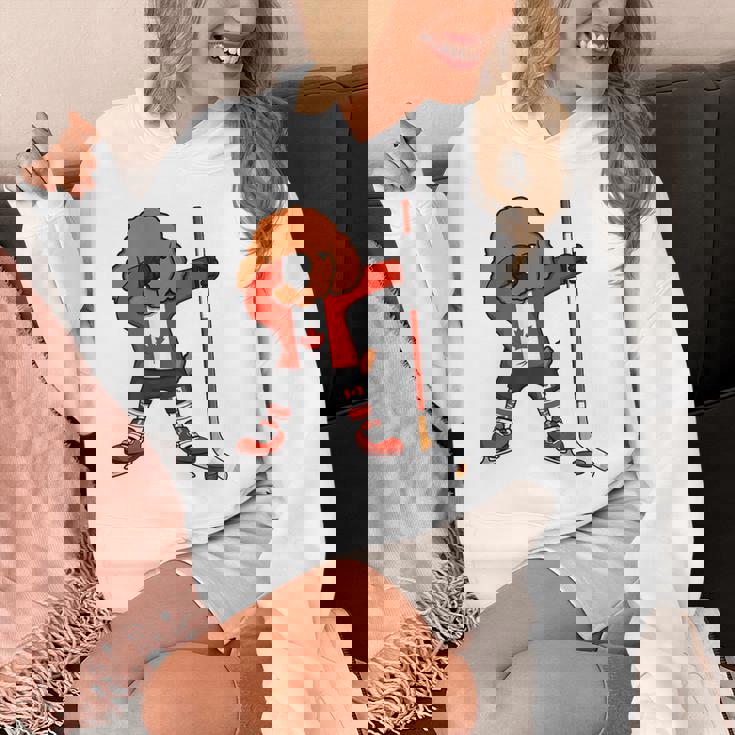 愉快なダビングプードル カナダ アイスホッケーファン ウィンタースポーツ パーカー