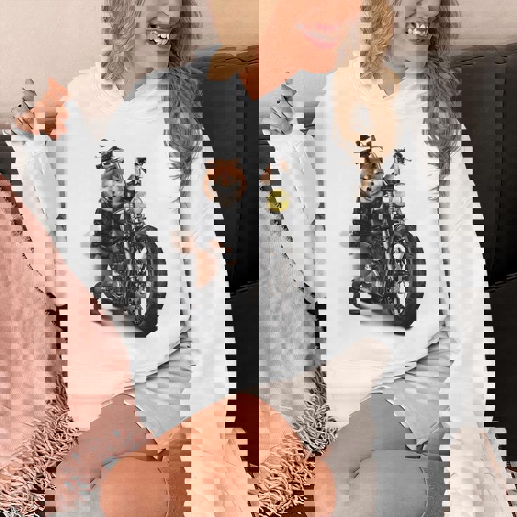 柴犬 いばけん 犬 バイク バイカー 長袖tシャツ パーカー