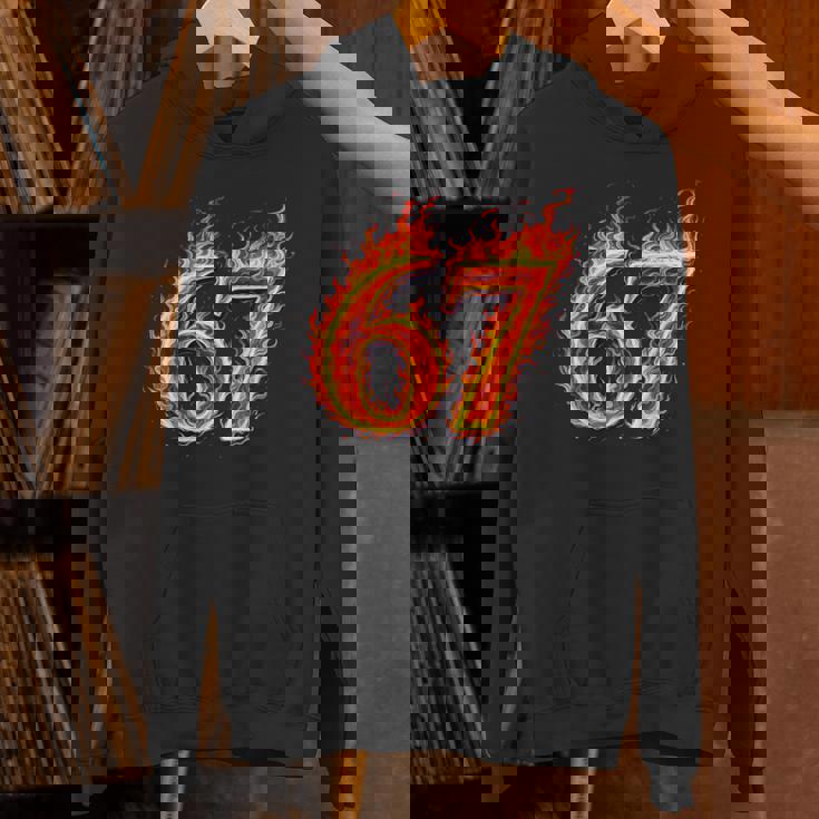 67 Fireixeven Meme Flames スラング 数字 面白い キッズ ティーン 長袖tシャツ パーカー
