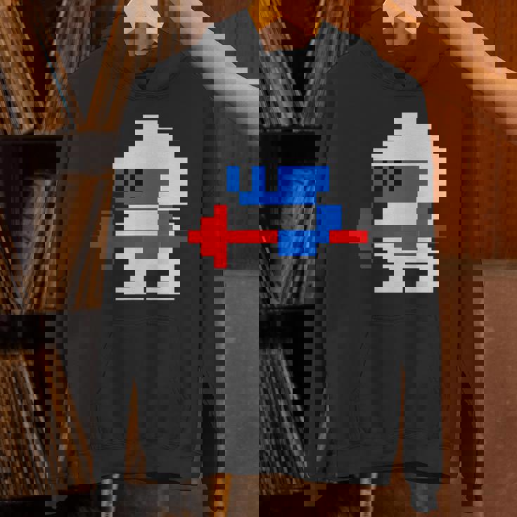 8ビット80年代レトロクラシックビデオゲームキャラクターダグヒーロー パーカー