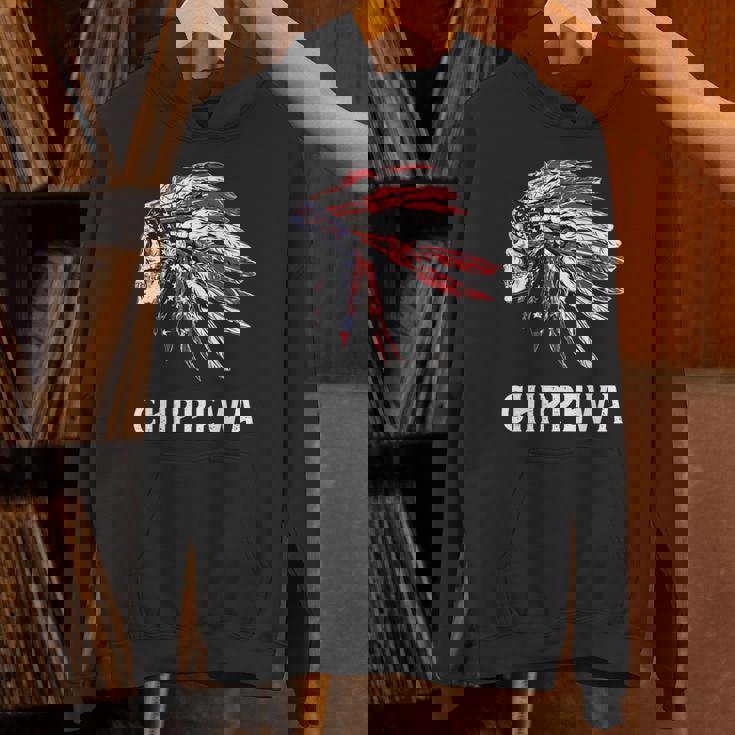 Chippewa ネイティブアメリカン アメリカ国旗 スカルヘッドレス 長袖tシャツ パーカー