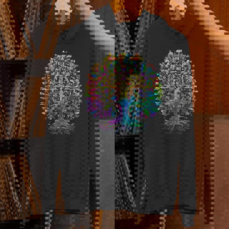 Full Foliage Tree Of Life 葉がいっぱいのレインボー生命の木 パーカー