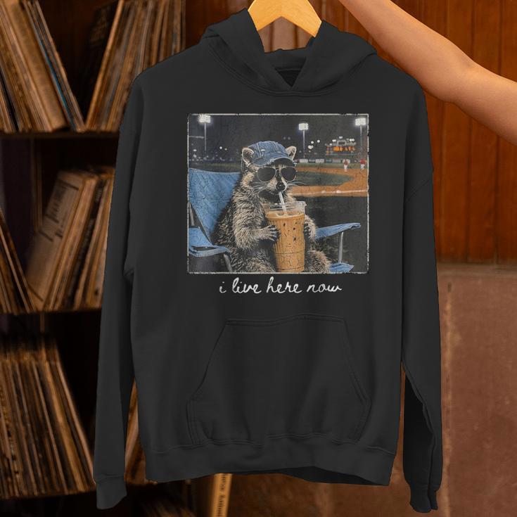 Raccoon I Live Here Now Cute Animal Baseball Lover Hoodie Raccoon I Live Here Now Cute Animal Baseball Lover Hoodie