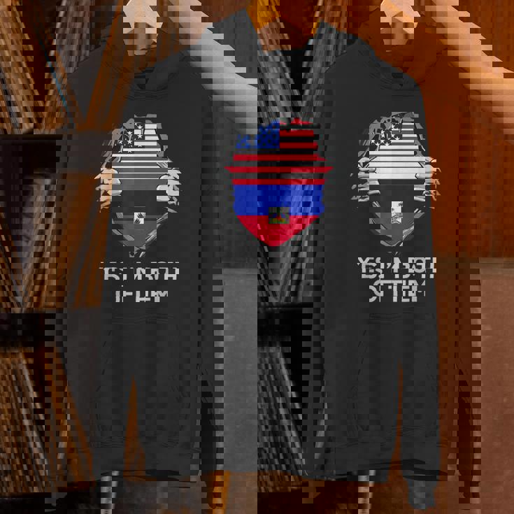 Half American Half Haitian Usa Haiti Flag メンズ レディース パーカー