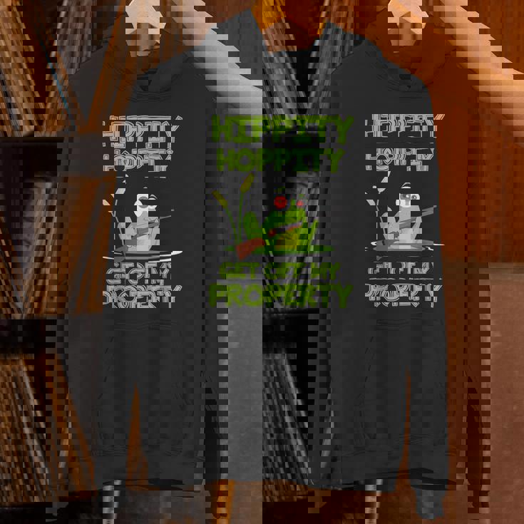 Hippity Hoppity Get Off My Property 面白いカエルミームギフト パーカー