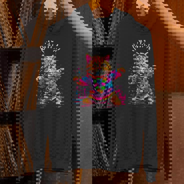 Koaya アリゾナ 踊る猫 カラフル かわいい キティ デザイン 長袖tシャツ パーカー