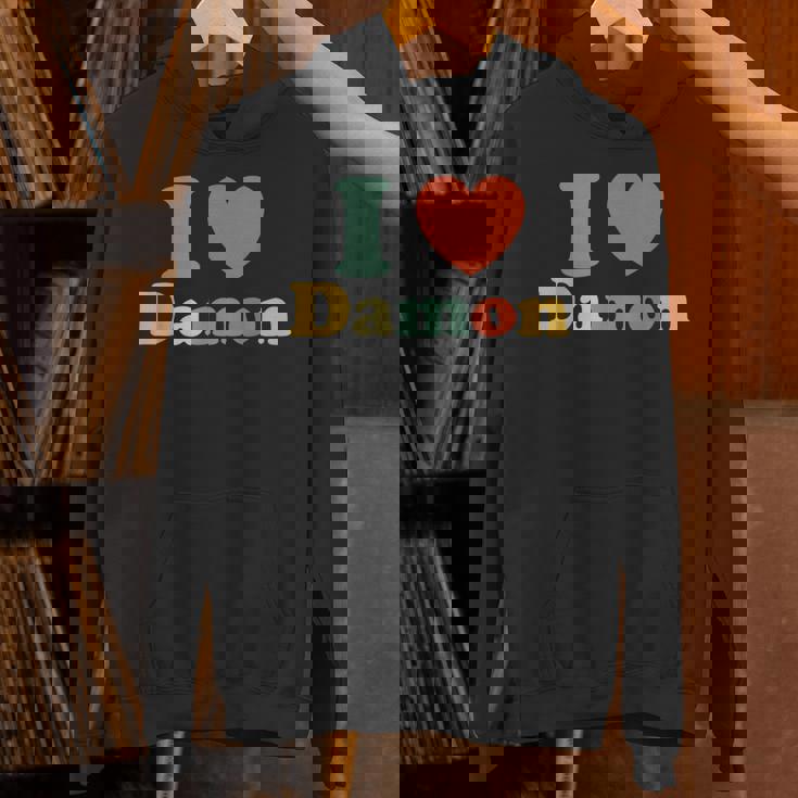I Love Damon I Heart Damon レッド ハート バレンタイン パーカー