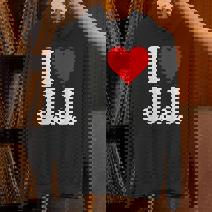 I Love Heart JJ Jj J J イニシャル パーカー