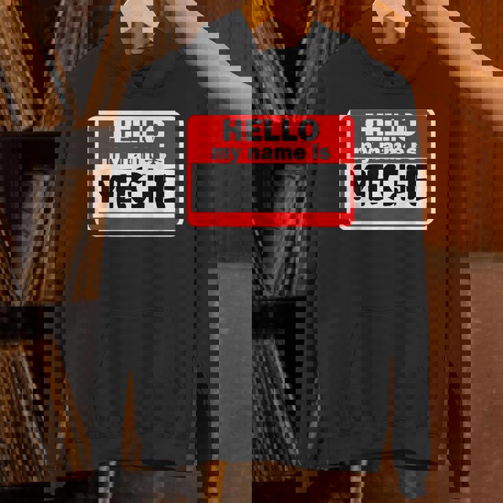 Meche Hello Hi My Name Is ネームオン カスタム パーカー