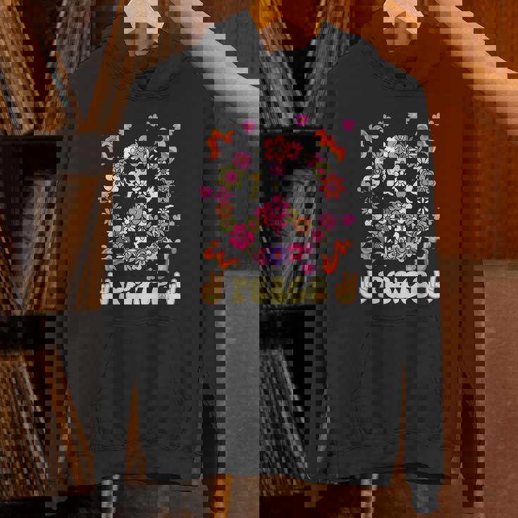 Peace 60年代風 フラワーデザイン パーカー