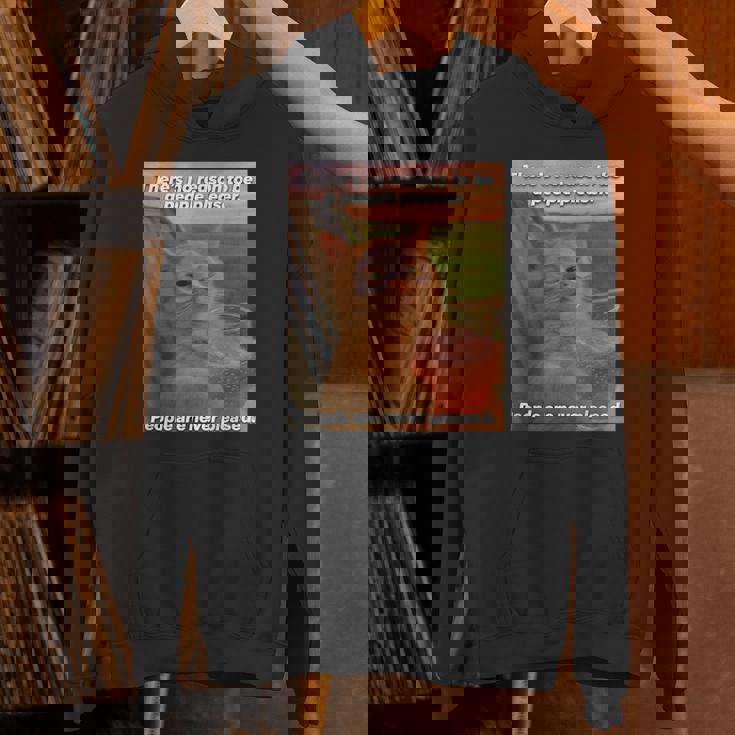 People Are Never Pleased Brainrot 猫ミーム 大学ユーモア パーカー