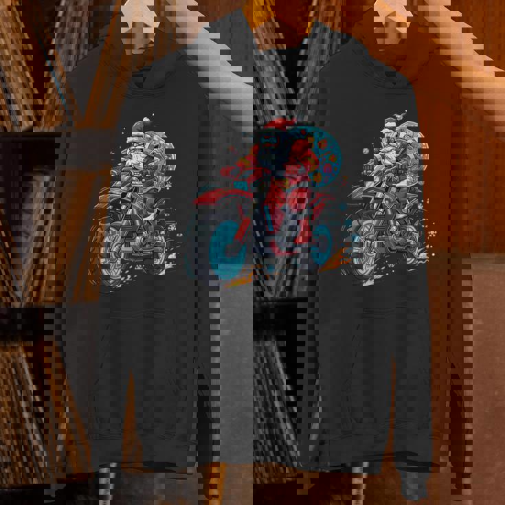 Santa Claus Riding Dirt Bike In a Fun Festive Holiday Ride Tank Top Unisex Hoodie