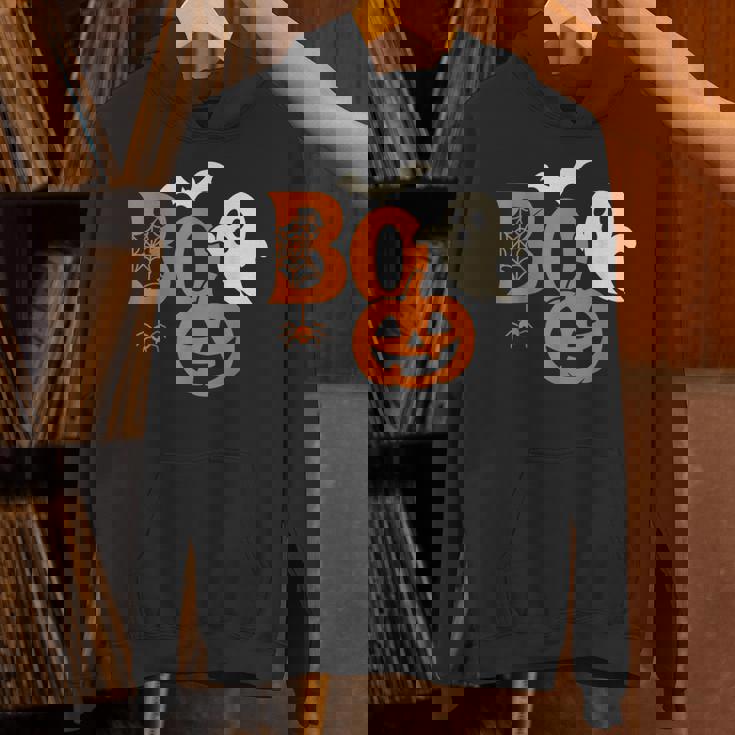 Scary Bold Boo Halloween Ghost Pumpkin Bat Spider Unisex Hoodie