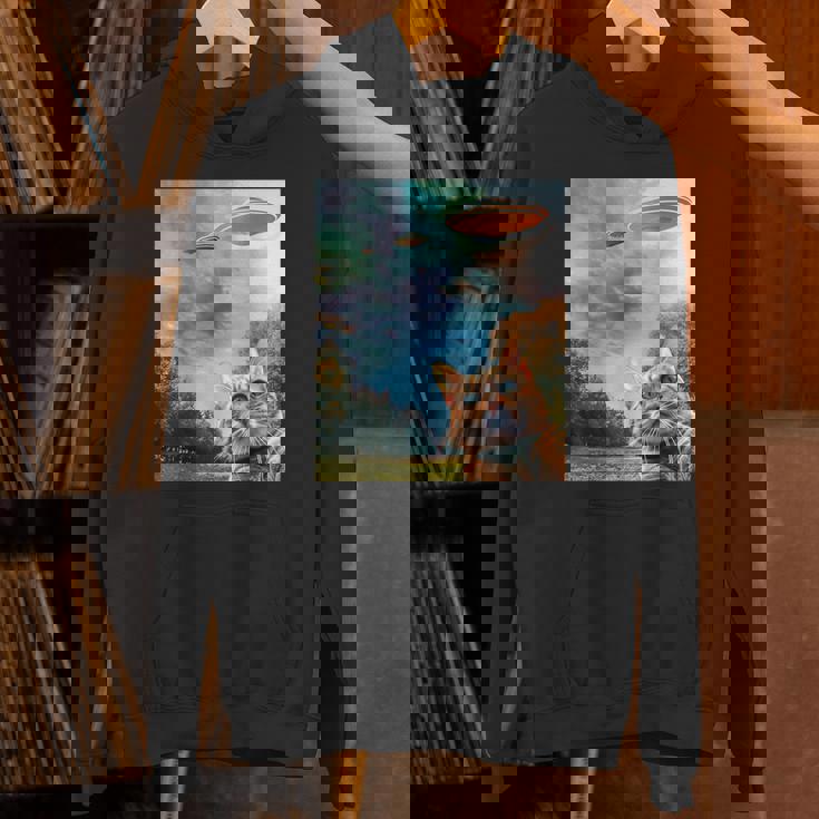 Ufo付き猫セルフィー パーカー