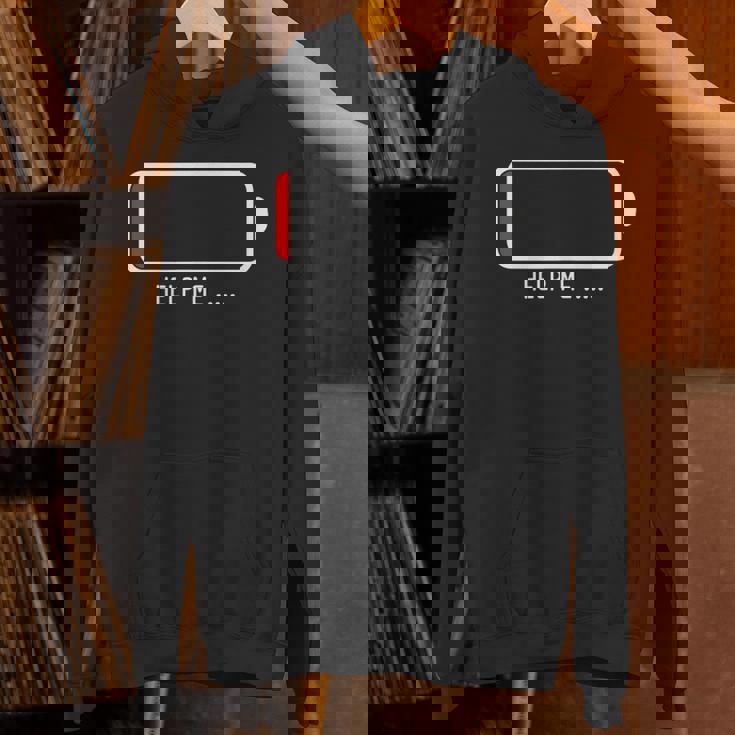 「 Help Me バッテリー 電池切れ」おもしろ 筆文字！服 面白い文字入り パーカー