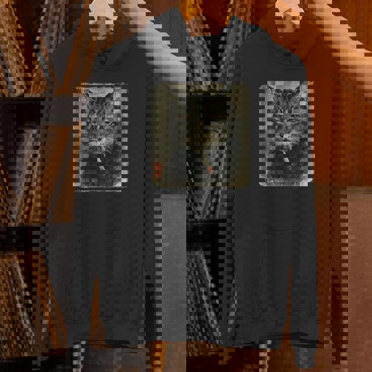 おもしろい 悲しい猫 喫煙 タバコ ミーム 恋人 墨絵 日本語 パーカー