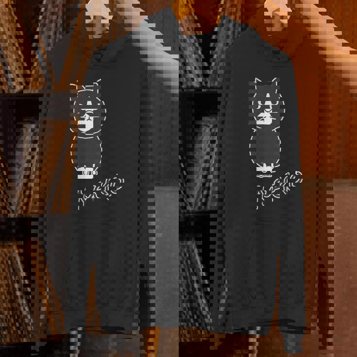 ねこさん『おすわり』ハチワレ Neko【どうぶつフレンズ】フキゲンネコ 猫 動物 イラスト パーカー