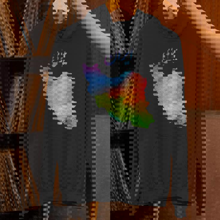 イランの地図 イランのカラフルな地図 水彩イラスト パーカー