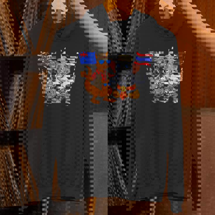 オーストラリア カンガルー タイ 象 オーストラリアの旗 タイの遺産 誇り オーストラリア タイ 愛国者 オーストラリア パーカー