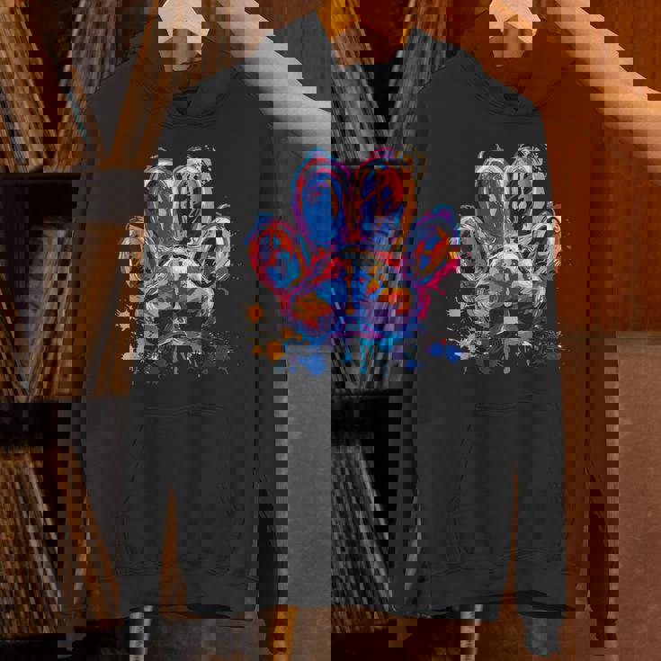 カラフルな動物の犬の足跡 パーカー