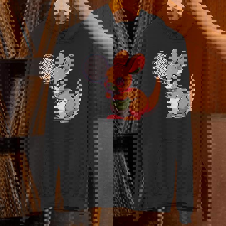 カンガルー かわいい ラケット スポーツ テニス プレイ 動物 キャラクター キュート パーカー