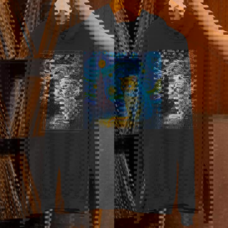 シュールレアリスム 星月夜 エキゾチック ショートヘア 猫 パーカー