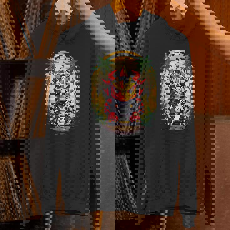 トリケラトプス恐竜ロボット トリケラトプスのマッチングデザイン パーカー