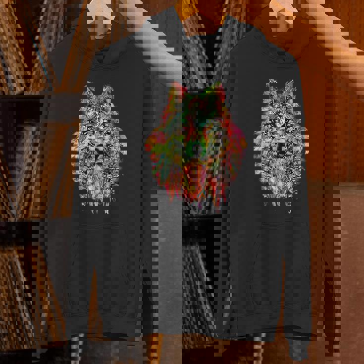 ネイティブアメリカンの羽 狼 星 プリティトレンディ パーカー