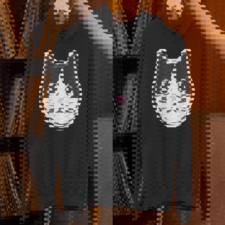 ハチワレ《ふぇいす》ねこ 猫【どうぶつフレンズ】シンプル 顔 ゆるくて かわいい 動物 イラスト パーカー