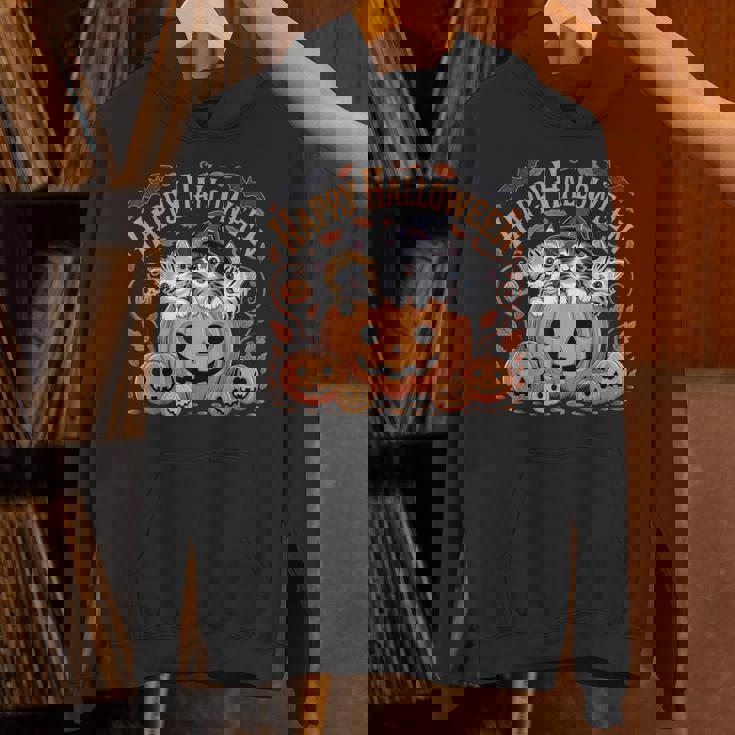 ハッピーハロウィン猫 パンプキン 魔女の帽子デザイン パーカー