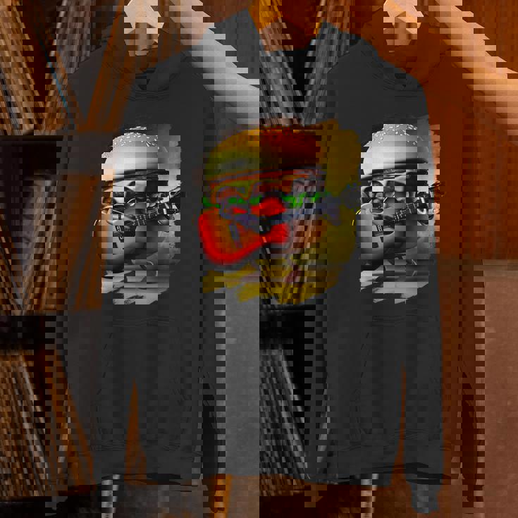 ハンバーガー 演奏 ギター ギタリスト ファニー ファーストフード ハンバーガー パーカー