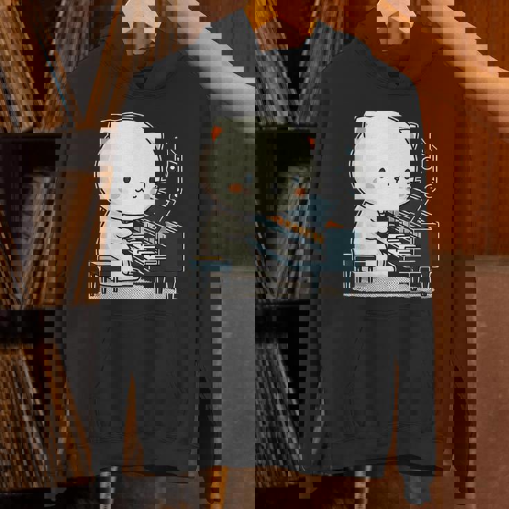 ピアノを弾くかわいい猫 ヴィンテージ かわいい猫 アート 日本アニメ パーカー