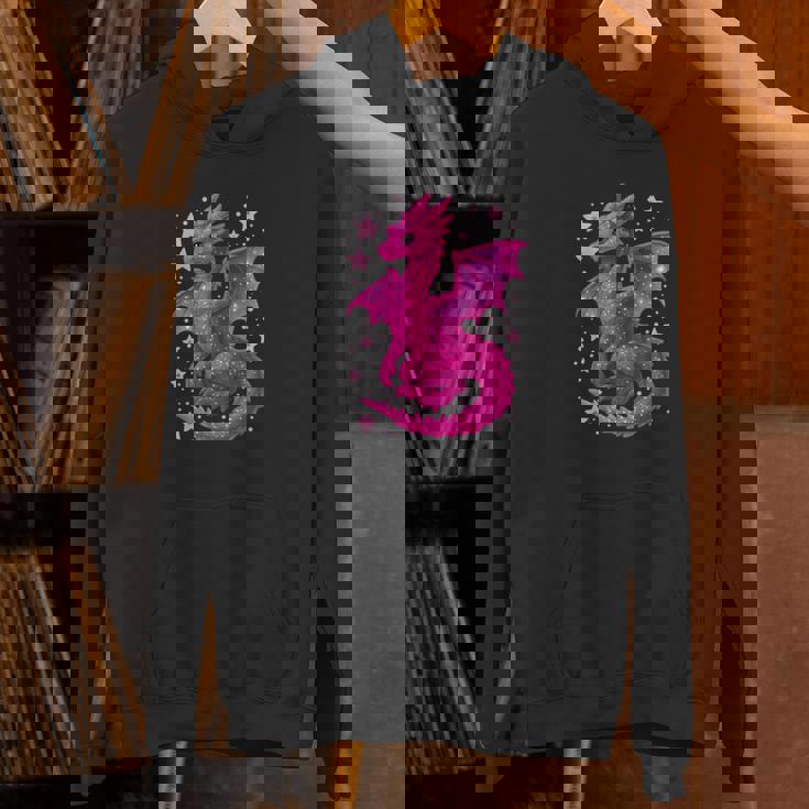 ピンクファンタジー ドラゴンと星 長袖tシャツ パーカー