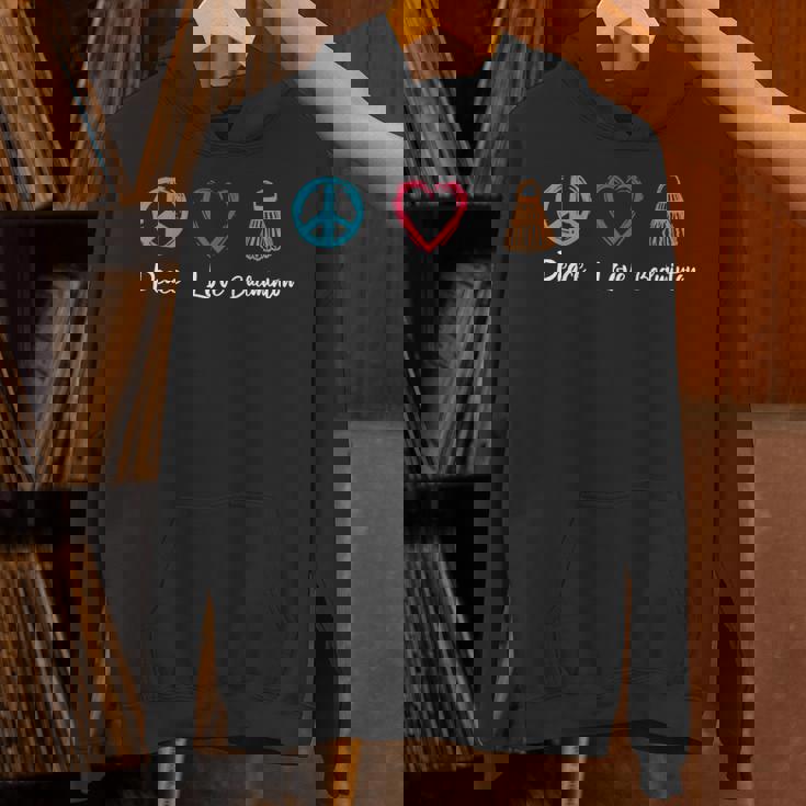 ピース・ラブ・バドミントン アイ・ラブ・バドミントン 長袖tシャツ パーカー