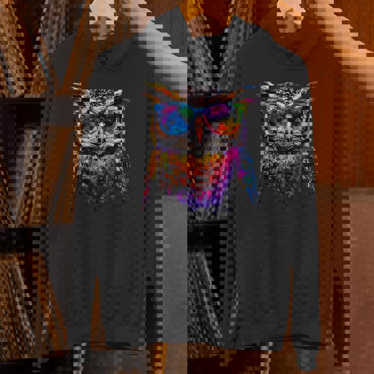 フクロウ カラフル レインボーカラー ポップアート フクロウ フクロウ かわいい フクロウ パーカー