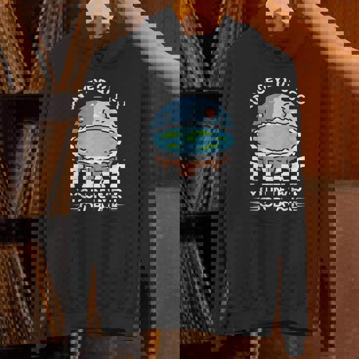 フラットアースデザインのアイデア 一度行けばフラット陰謀論 パーカー