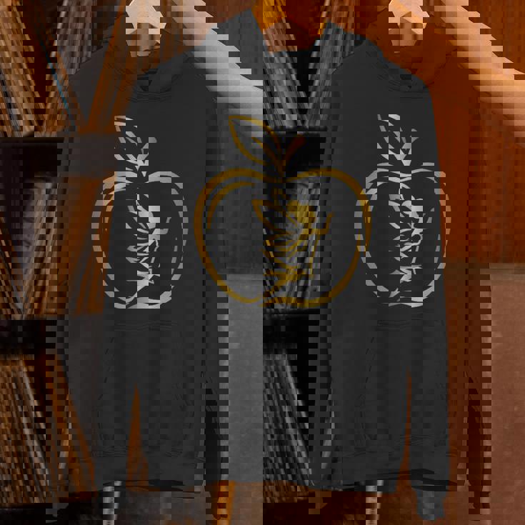 フルーツりんごフレーム 妖精のシルエット ラインアート イラスト 曲線 オリジナルデザイン リンゴ好き フルーツ パーカー