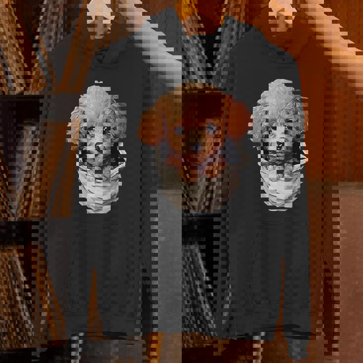 ポケットから覗く トイプードル 可愛い 犬 かわいい 子犬 犬好き 犬の飼い主 愛犬家 メンズ レディース キッズ パーカー